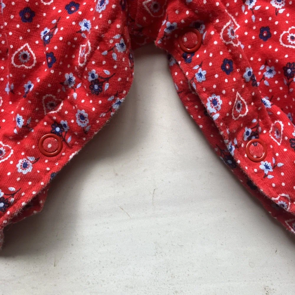 Vintage Oshkosh B'gosh‎ Red Hearts And flowers bubble Romper 3-6 Months